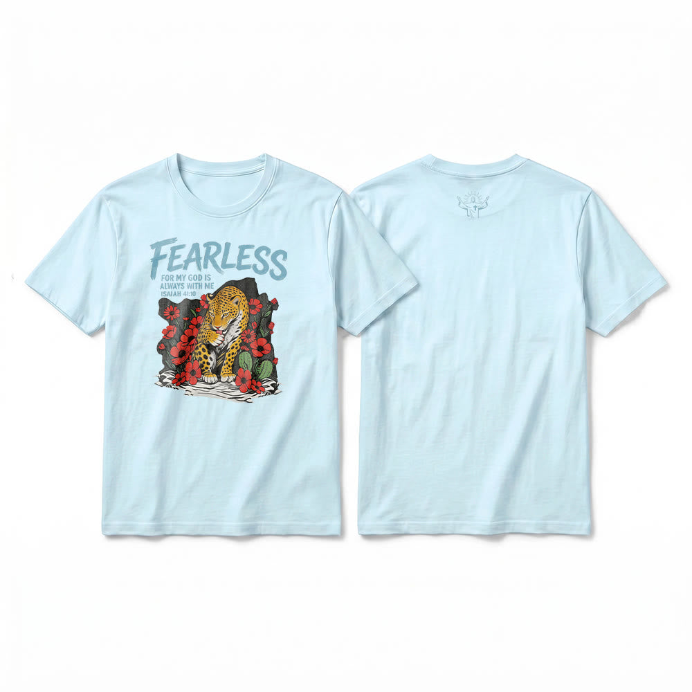 Christianartworkshop „Furchtlos, denn mein Gott ist immer mit mir“ Jesaja 41,10 Premium Kurzarm-T-Shirt - Blau - 2XL - image 16