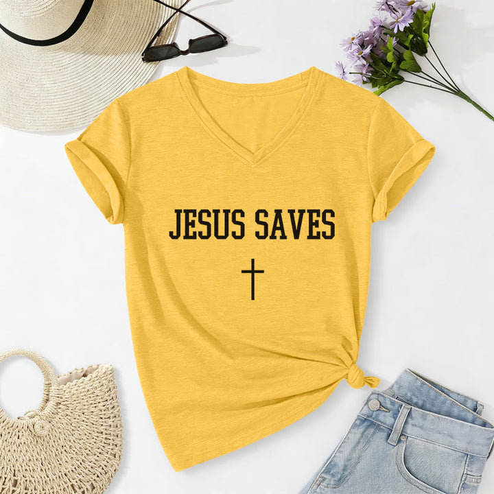 Christianartworkshop Lässiges T-Shirt mit Kreuzaufdruck „Jesus rettet“ - Gelb - 2XL - image 8