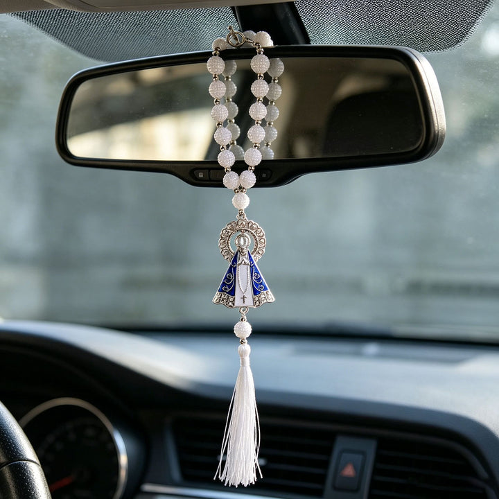 Christianartworkshop Perlenbesetzter Autoanhänger mit Quaste Unserer Lieben Frau von Aparecida: Ein Symbol für sanften himmlischen Schutz und Segen auf der Reise. - Unsere Liebe Frau von Aparecida - image 0