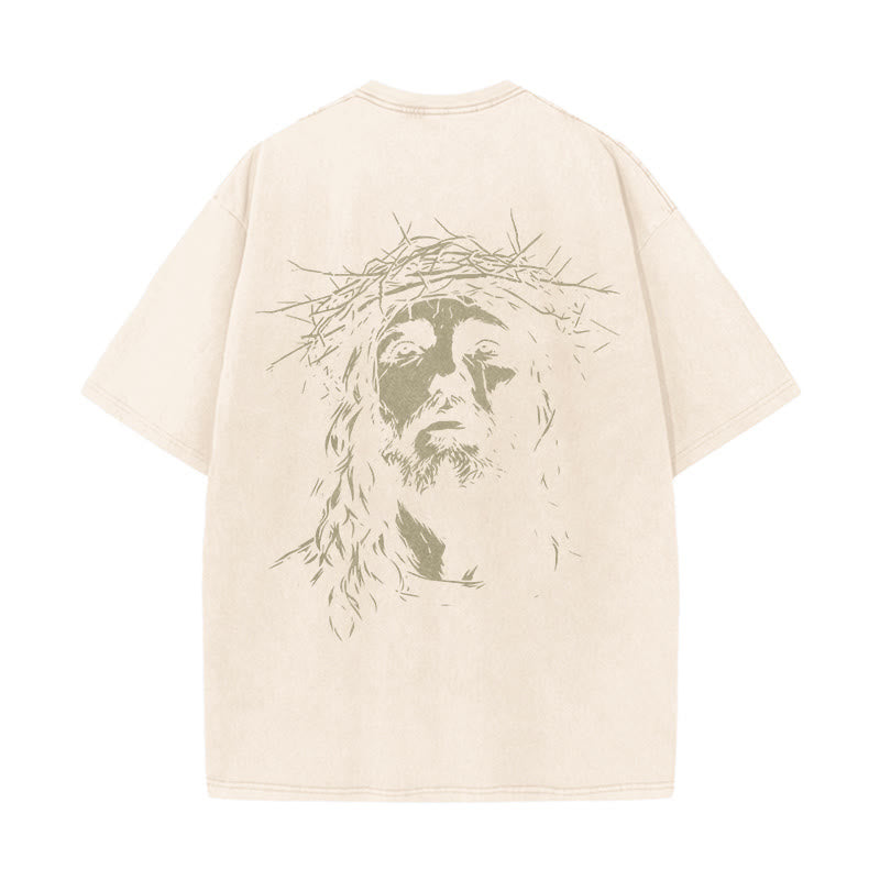 Christianartworkshop Unisex-T-Shirt mit Kreuz- und Dornenkronen-Detail (gewaschen) - image 6