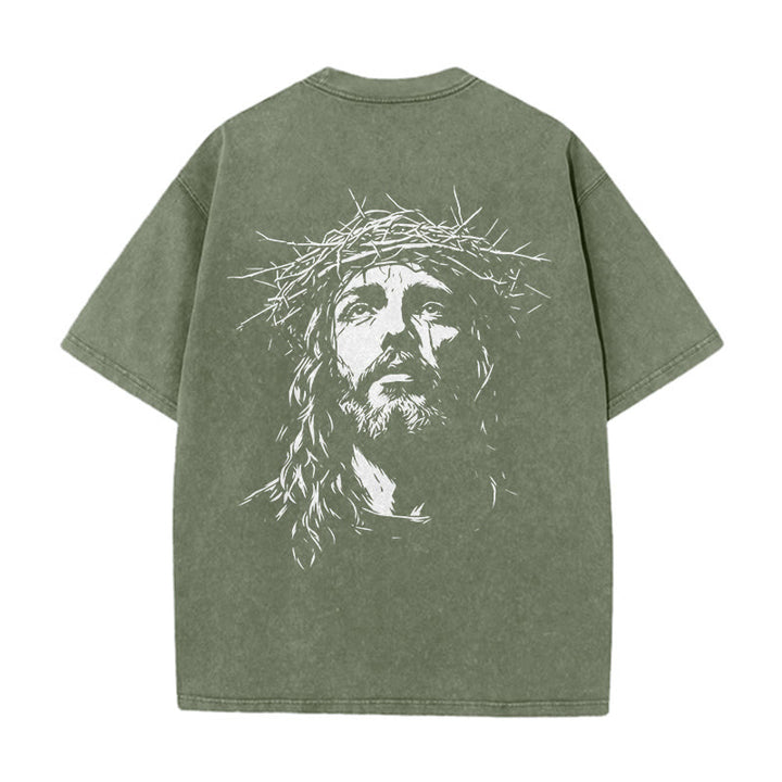 Christianartworkshop Unisex-T-Shirt mit Kreuz- und Dornenkronen-Detail (gewaschen) - image 9