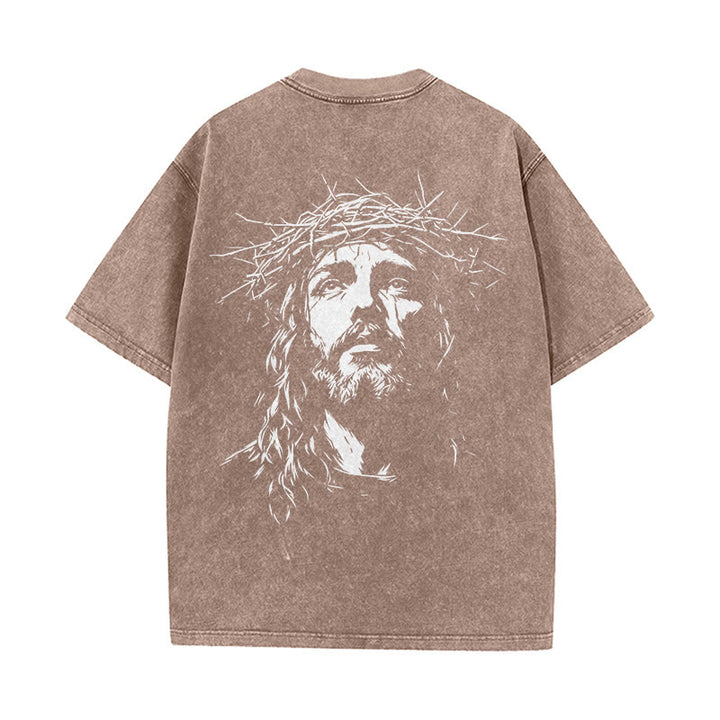 Christianartworkshop Unisex-T-Shirt mit Kreuz- und Dornenkronen-Detail (gewaschen) - image 15