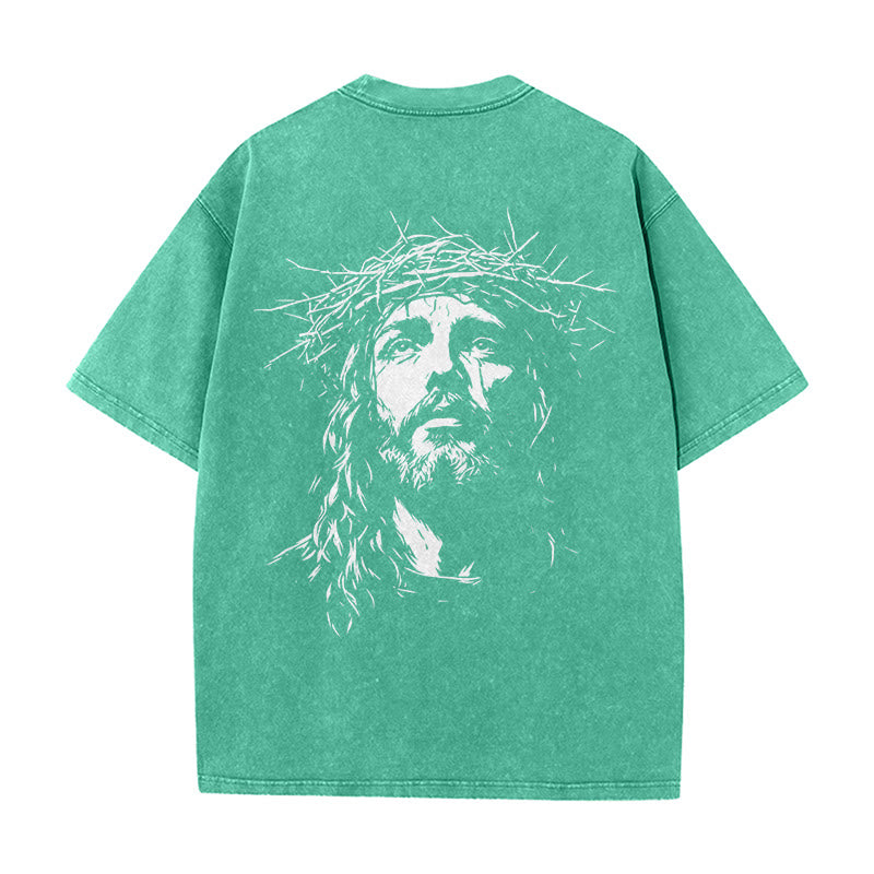 Christianartworkshop Unisex-T-Shirt mit Kreuz- und Dornenkronen-Detail (gewaschen) - image 12
