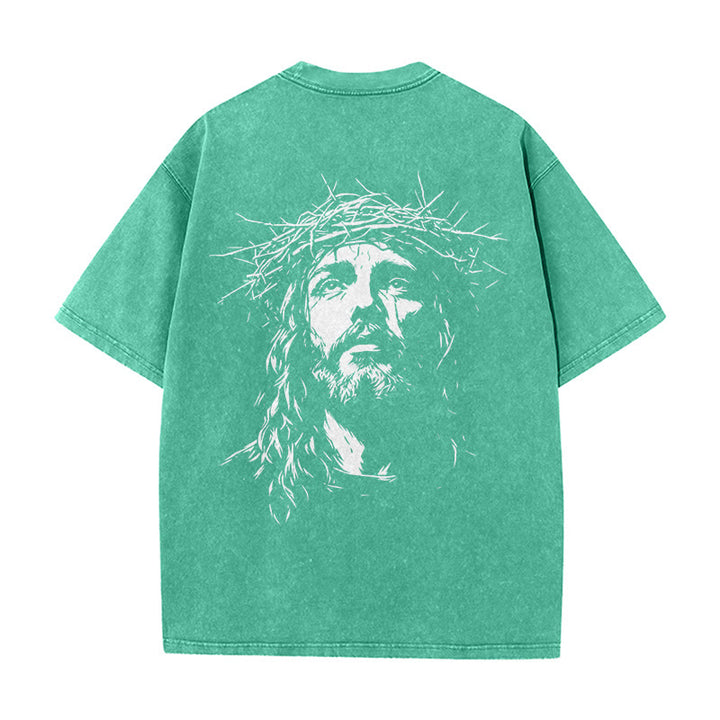 Christianartworkshop Unisex-T-Shirt mit Kreuz- und Dornenkronen-Detail (gewaschen) - image 12