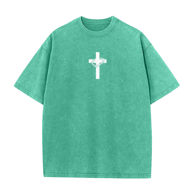 Christianartworkshop Unisex-T-Shirt mit Kreuz- und Dornenkronen-Detail (gewaschen) - image 13