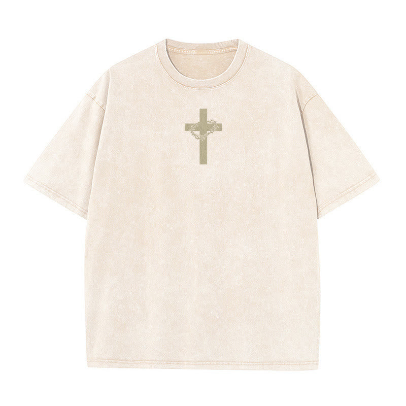 Christianartworkshop Unisex-T-Shirt mit Kreuz- und Dornenkronen-Detail (gewaschen) - image 7
