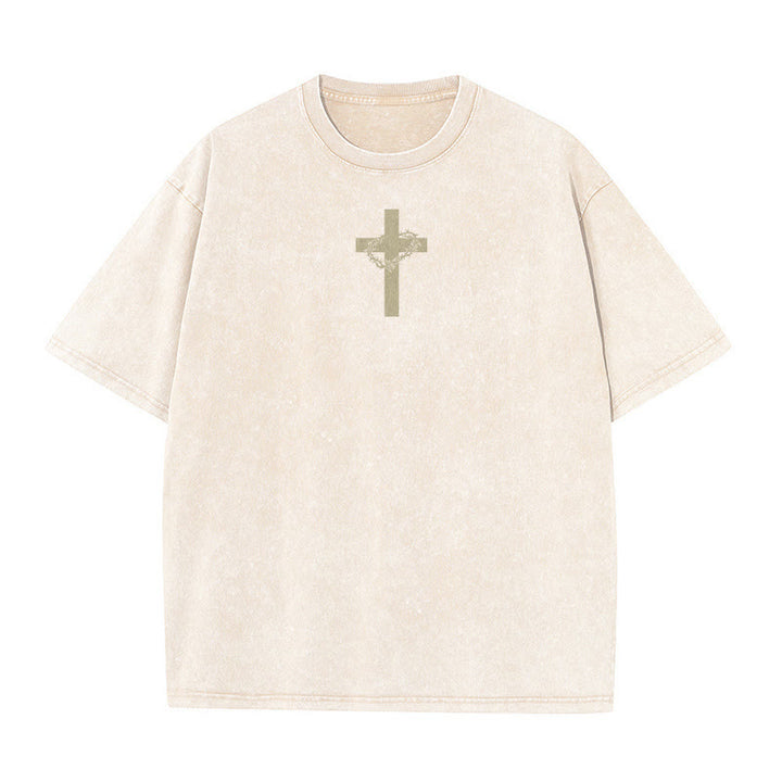 Christianartworkshop Unisex-T-Shirt mit Kreuz- und Dornenkronen-Detail (gewaschen) - image 7