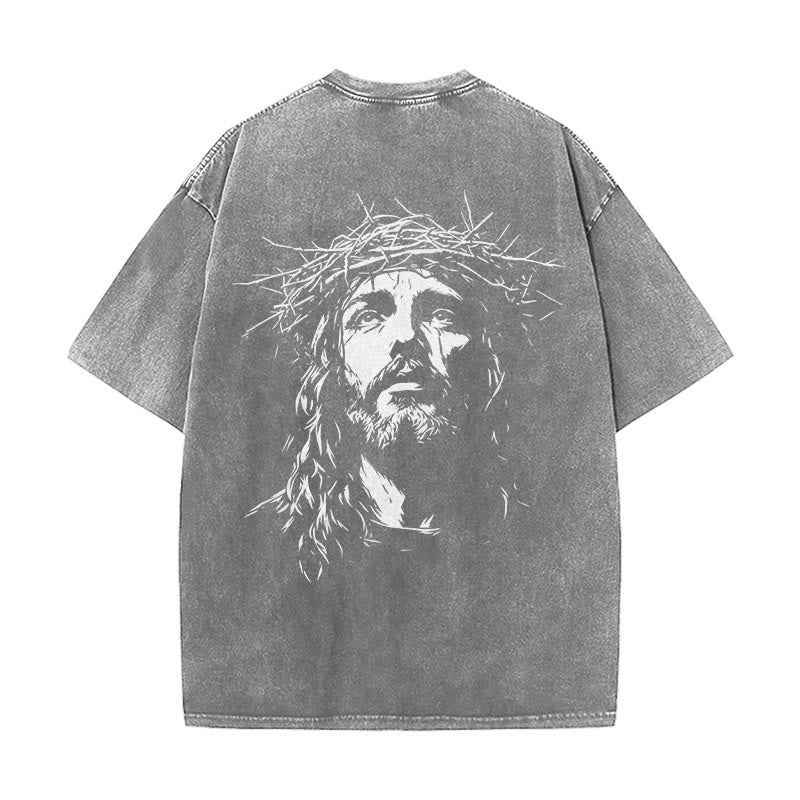 Christianartworkshop Unisex-T-Shirt mit Kreuz- und Dornenkronen-Detail (gewaschen) - image 27