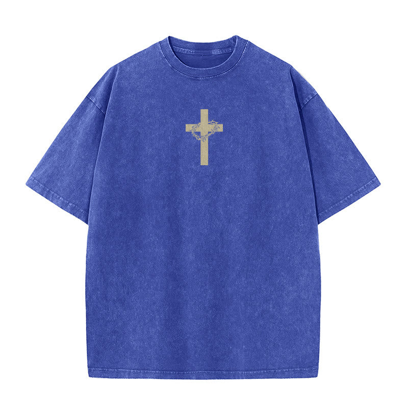 Christianartworkshop Unisex-T-Shirt mit Kreuz- und Dornenkronen-Detail (gewaschen) - image 25