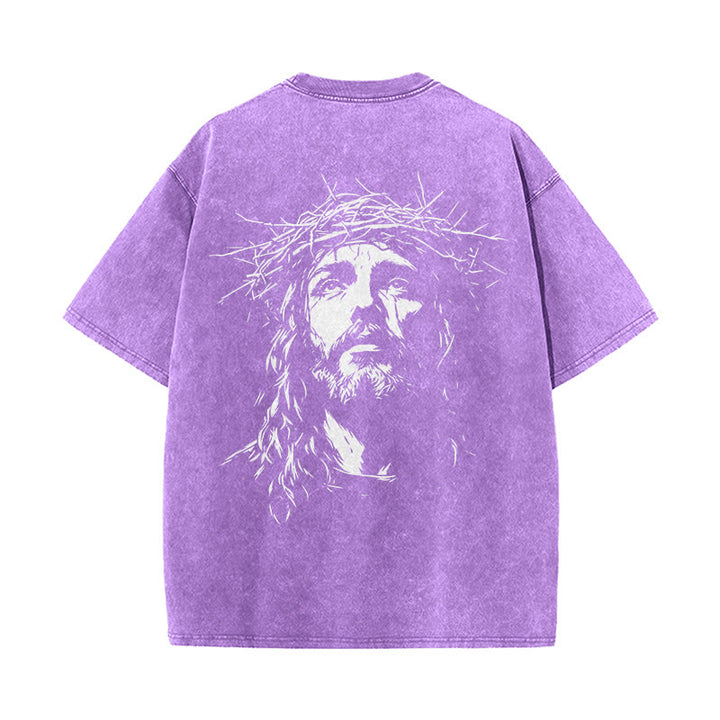Christianartworkshop Unisex-T-Shirt mit Kreuz- und Dornenkronen-Detail (gewaschen) - image 21