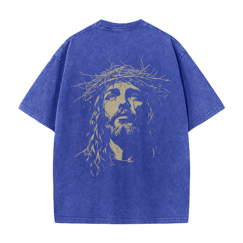 Christianartworkshop Unisex-T-Shirt mit Kreuz- und Dornenkronen-Detail (gewaschen) - image 24