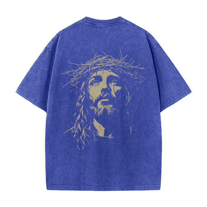 Christianartworkshop Unisex-T-Shirt mit Kreuz- und Dornenkronen-Detail (gewaschen) - image 24