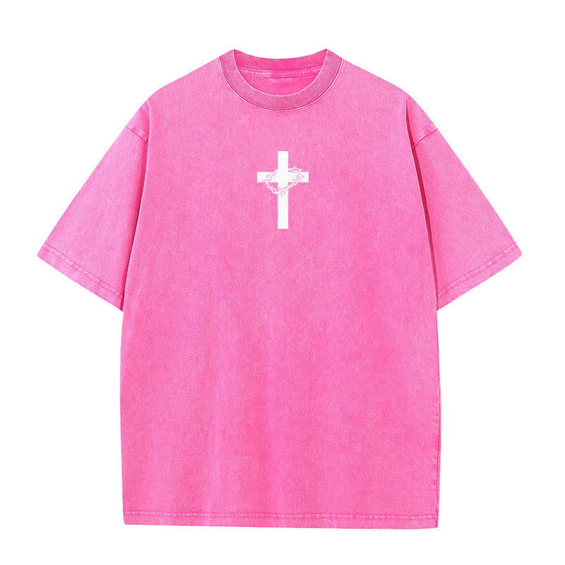 Christianartworkshop Unisex-T-Shirt mit Kreuz- und Dornenkronen-Detail (gewaschen) - image 19