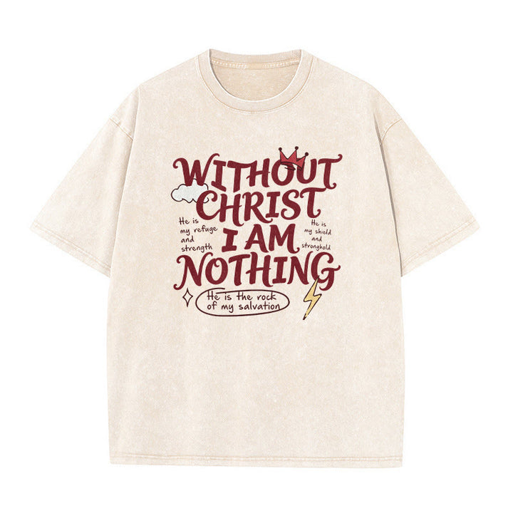 Christianartworkshop Glaubenszeugnis „Ohne Christus bin ich nichts“ – Gewaschenes Unisex-T-Shirt - Beige - 5XL - image 1