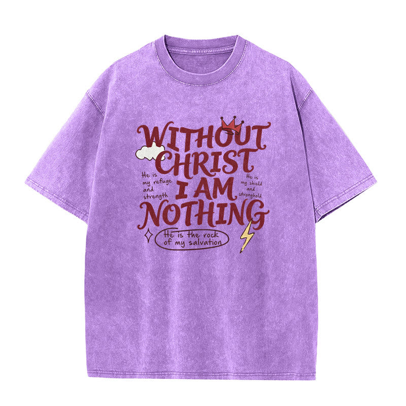 Christianartworkshop Glaubenszeugnis „Ohne Christus bin ich nichts“ – Gewaschenes Unisex-T-Shirt - Lila - 5XL - image 7