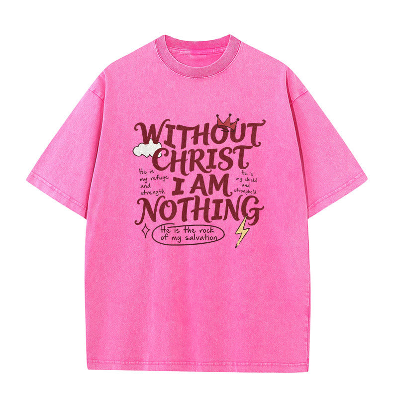 Christianartworkshop Glaubenszeugnis „Ohne Christus bin ich nichts“ – Gewaschenes Unisex-T-Shirt - Rosa - 5XL - image 6
