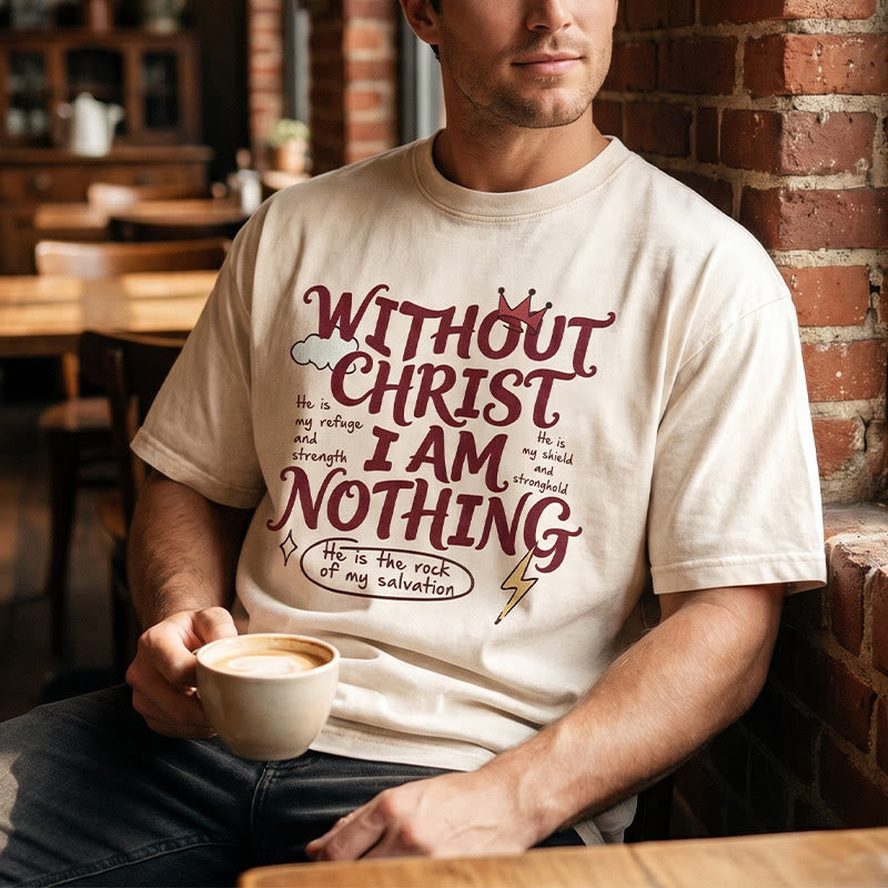 Christianartworkshop Glaubenszeugnis „Ohne Christus bin ich nichts“ – Gewaschenes Unisex-T-Shirt - image 0