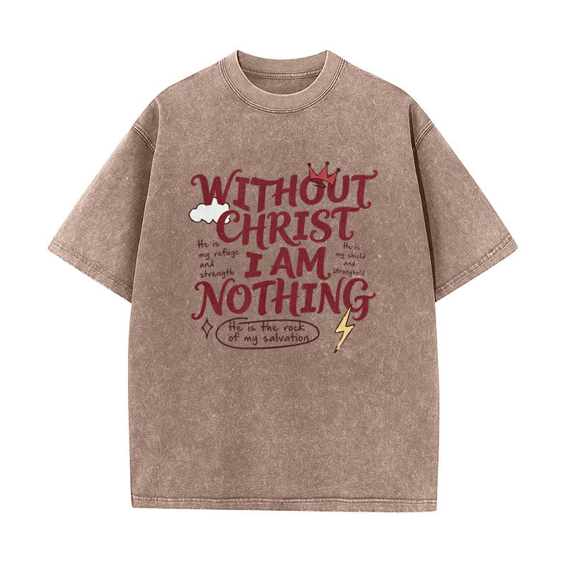Christianartworkshop Glaubenszeugnis „Ohne Christus bin ich nichts“ – Gewaschenes Unisex-T-Shirt - Braun - 5XL - image 5