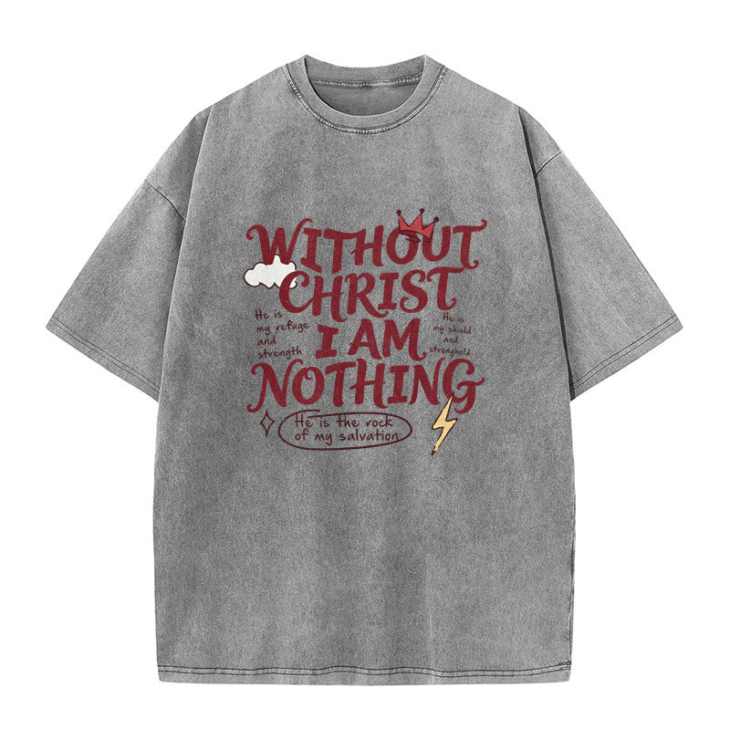Christianartworkshop Glaubenszeugnis „Ohne Christus bin ich nichts“ – Gewaschenes Unisex-T-Shirt - Grau - 5XL - image 9