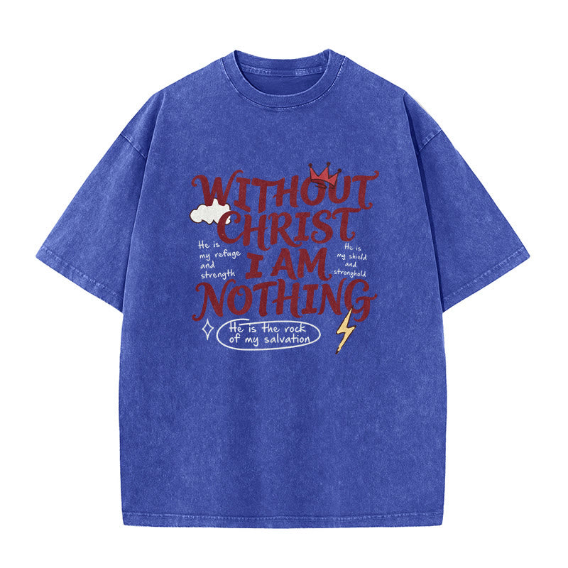 Christianartworkshop Glaubenszeugnis „Ohne Christus bin ich nichts“ – Gewaschenes Unisex-T-Shirt - Blau - 5XL - image 8
