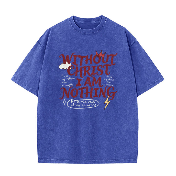 Christianartworkshop Glaubenszeugnis „Ohne Christus bin ich nichts“ – Gewaschenes Unisex-T-Shirt - Blau - 5XL - image 8