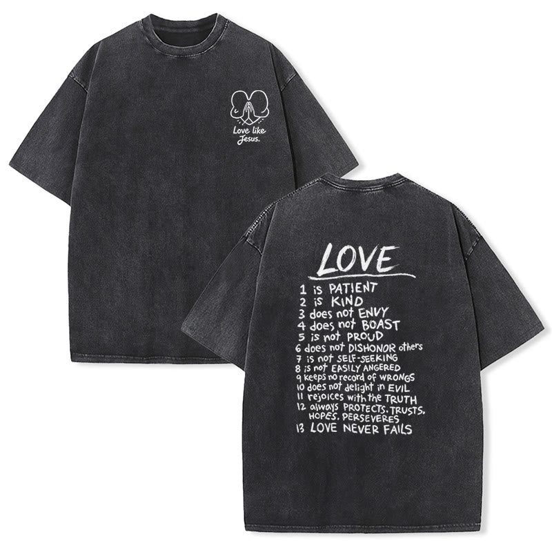 Christianartworkshop „Liebe wie Jesus“ – 1. Korinther 13 – Unisex-T-Shirt (vorgewaschen) - Schwarz - 5XL - image 3