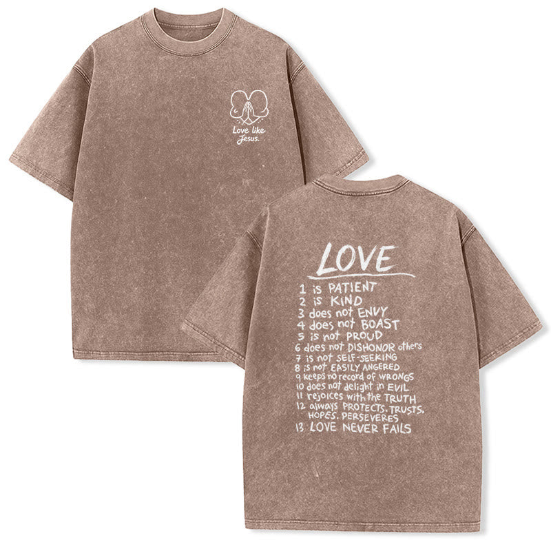 Christianartworkshop „Liebe wie Jesus“ – 1. Korinther 13 – Unisex-T-Shirt (vorgewaschen) - Braun - 5XL - image 12