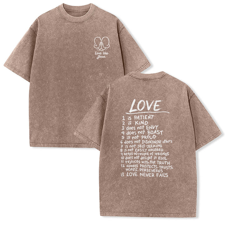 Christianartworkshop „Liebe wie Jesus“ – 1. Korinther 13 – Unisex-T-Shirt (vorgewaschen) - Braun - 5XL - image 12