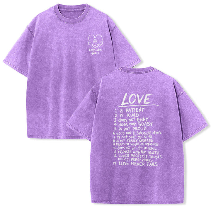 Christianartworkshop „Liebe wie Jesus“ – 1. Korinther 13 – Unisex-T-Shirt (vorgewaschen) - Lila - 5XL - image 18