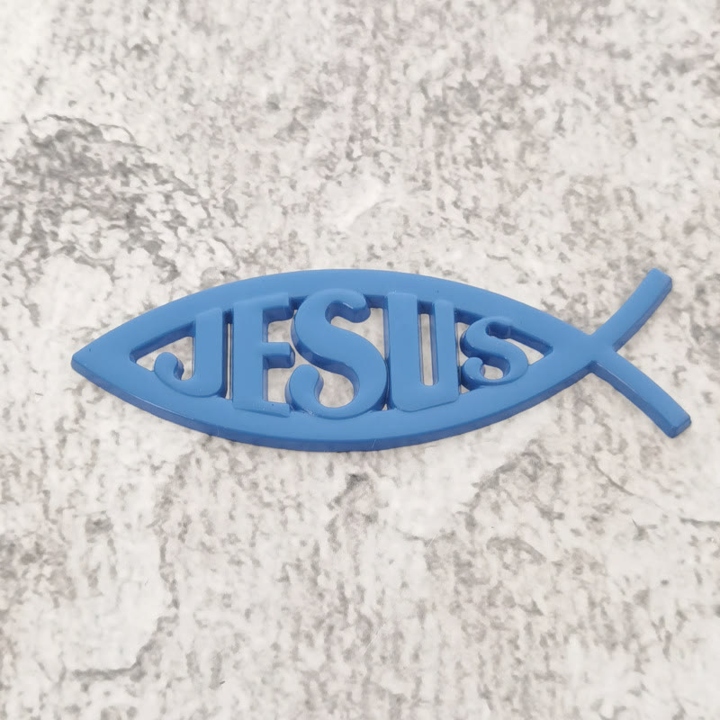 Christianartworkshop Autoaufkleber mit Jesus-Motiv in Form eines Ichthys-Fisches: Ein Symbol für unerschütterlichen Glauben und göttlichen Schutz - Blau - image 5