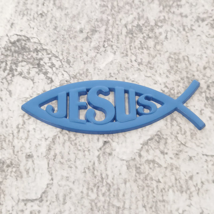 Christianartworkshop Autoaufkleber mit Jesus-Motiv in Form eines Ichthys-Fisches: Ein Symbol für unerschütterlichen Glauben und göttlichen Schutz - Blau - image 5