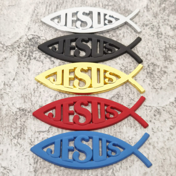 Christianartworkshop Autoaufkleber mit Jesus-Motiv in Form eines Ichthys-Fisches: Ein Symbol für unerschütterlichen Glauben und göttlichen Schutz - Set mit 5 Farben - image 0