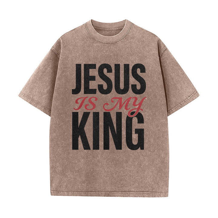 Christianartworkshop Lässiges Unisex-T-Shirt „Jesus ist mein König“ - Braun - 5XL - image 6