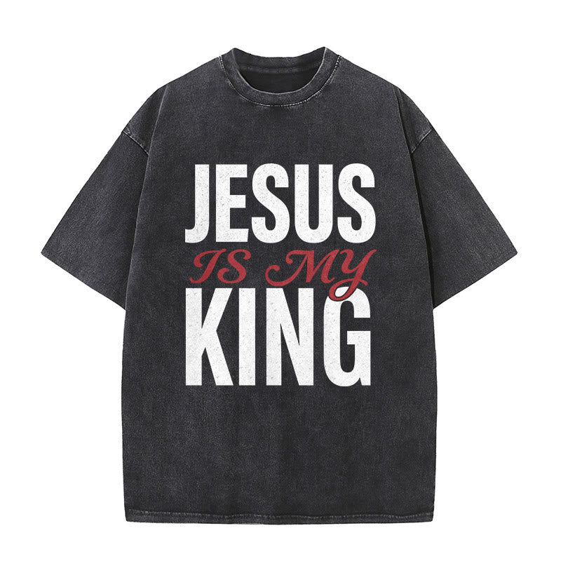Christianartworkshop Lässiges Unisex-T-Shirt „Jesus ist mein König“ - Schwarz - 5XL - image 4