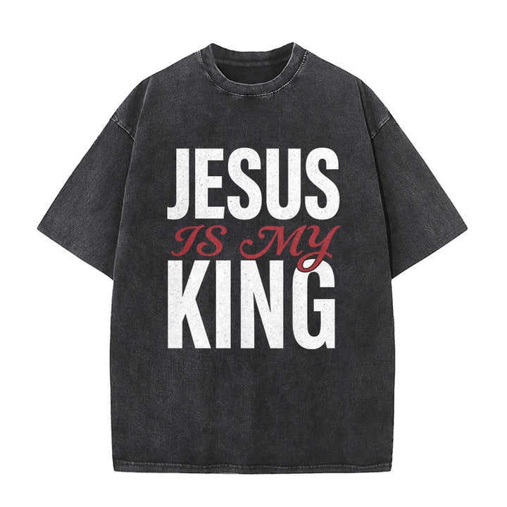 Christianartworkshop Lässiges Unisex-T-Shirt „Jesus ist mein König“ - Schwarz - 5XL - image 4