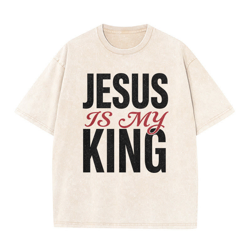 Christianartworkshop Lässiges Unisex-T-Shirt „Jesus ist mein König“ - Beige - 5XL - image 2