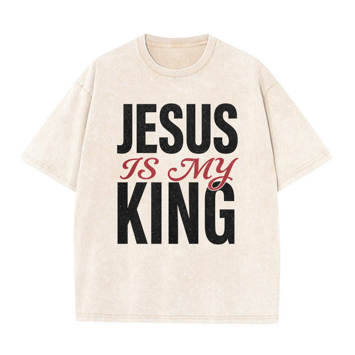 Christianartworkshop Lässiges Unisex-T-Shirt „Jesus ist mein König“ - Beige - 5XL - image 2