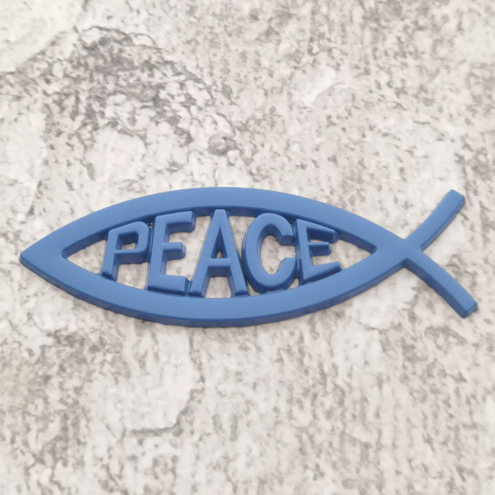 Christianartworkshop Autoaufkleber mit erhabenem „PEACE“-Schriftzug und hohlem Ichthys-Fischmotiv: Ein Symbol für himmlische Ruhe und sicheres Fahren - Blau - image 5