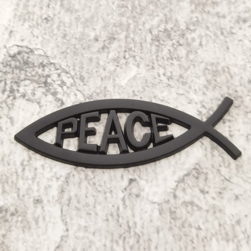 Christianartworkshop Autoaufkleber mit erhabenem „PEACE“-Schriftzug und hohlem Ichthys-Fischmotiv: Ein Symbol für himmlische Ruhe und sicheres Fahren - Schwarz - image 3