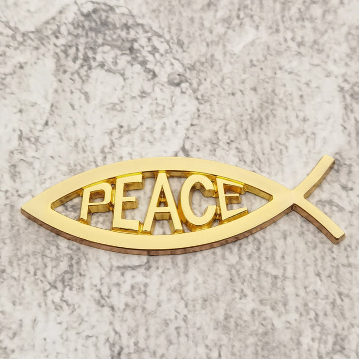 Christianartworkshop Autoaufkleber mit erhabenem „PEACE“-Schriftzug und hohlem Ichthys-Fischmotiv: Ein Symbol für himmlische Ruhe und sicheres Fahren - Golden - image 4