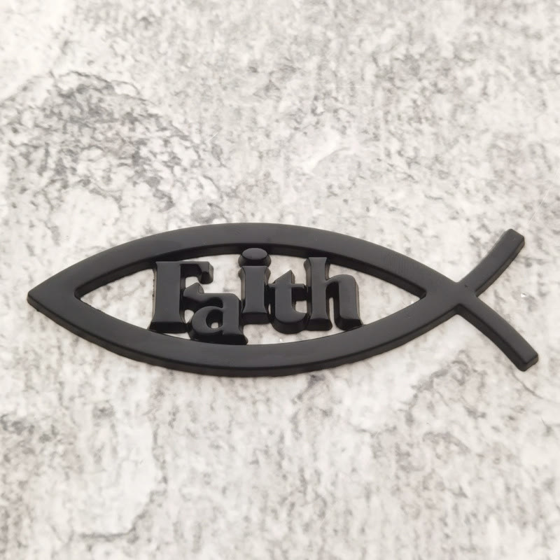 Christianartworkshop Autoaufkleber mit Ichthys-Fischumriss und erhabenem Glaubensbuchstaben: Ein Symbol unerschütterlicher Überzeugung und Verkehrssicherheit - Schwarz - image 3