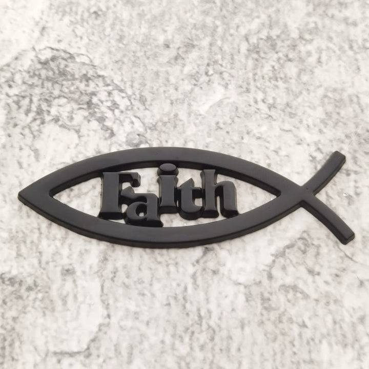 Christianartworkshop Autoaufkleber mit Ichthys-Fischumriss und erhabenem Glaubensbuchstaben: Ein Symbol unerschütterlicher Überzeugung und Verkehrssicherheit - Schwarz - image 3