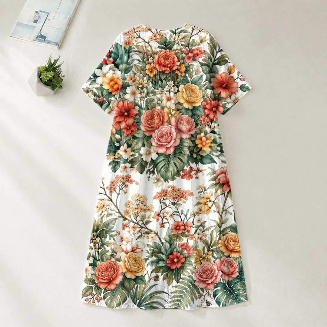 Christianartworkshop „Löwe von Juda“ Blumenkranz-Midikleid mit V-Ausschnitt und kurzen Ärmeln - image 3