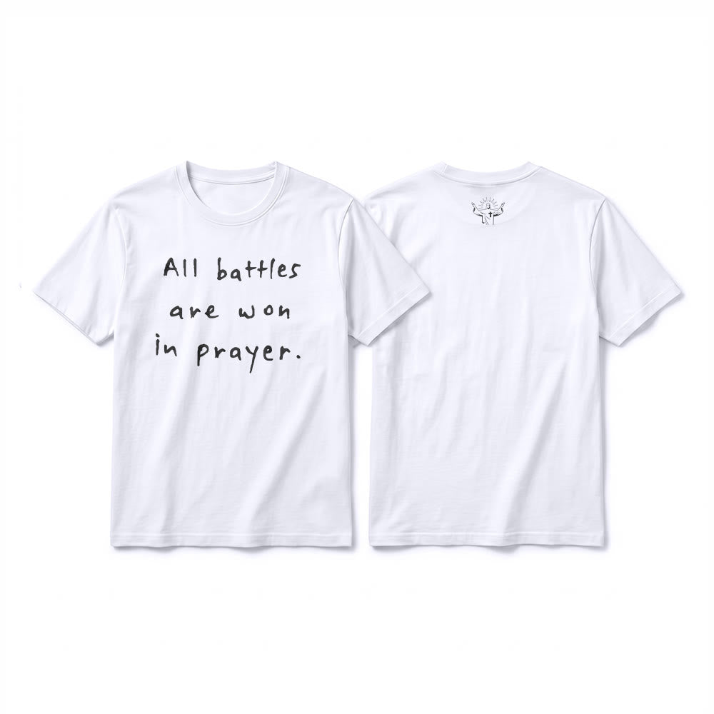 Christianartworkshop Alle Schlachten werden im Gebet gewonnen – Glaubensbestätigung – Premium-T-Shirt mit kurzen Ärmeln - Weiß - 2XL - image 4