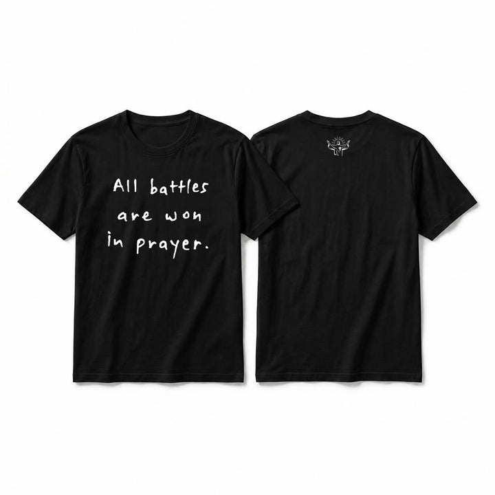 Christianartworkshop Alle Schlachten werden im Gebet gewonnen – Glaubensbestätigung – Premium-T-Shirt mit kurzen Ärmeln - Schwarz - 2XL - image 10