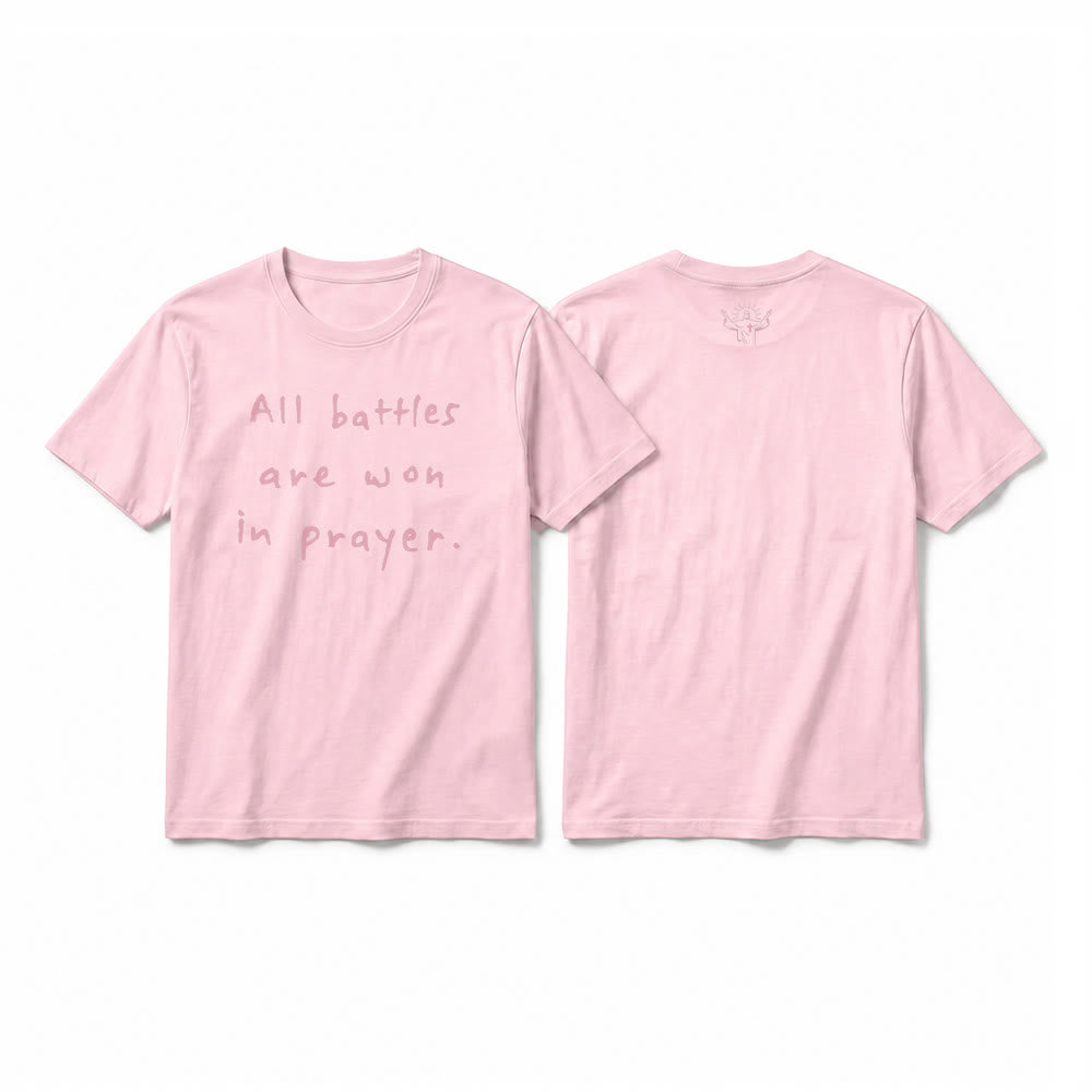 Christianartworkshop Alle Schlachten werden im Gebet gewonnen – Glaubensbestätigung – Premium-T-Shirt mit kurzen Ärmeln - Rosa - 2XL - image 25