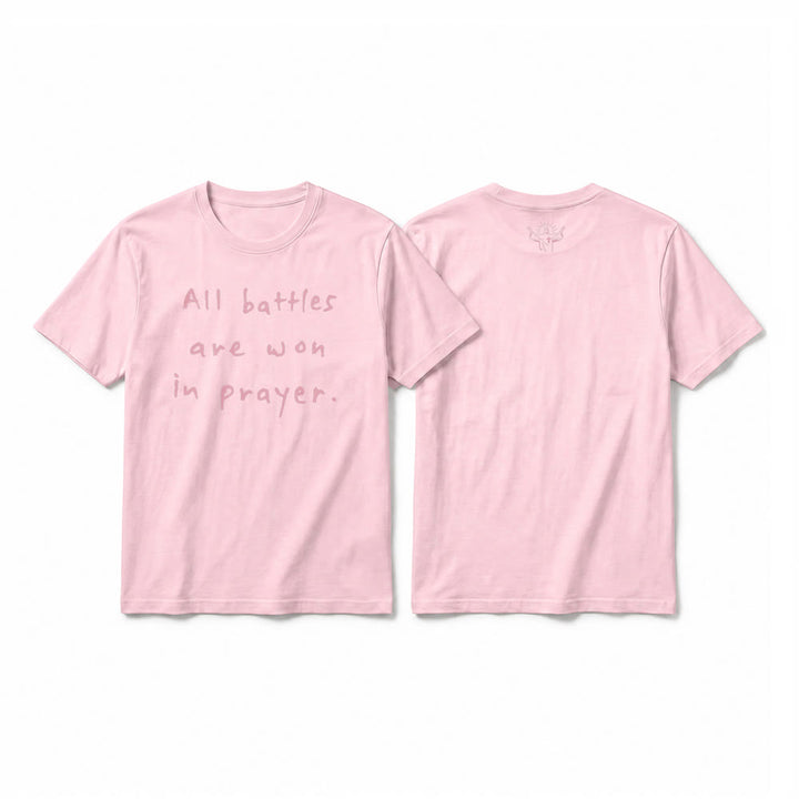 Christianartworkshop Alle Schlachten werden im Gebet gewonnen – Glaubensbestätigung – Premium-T-Shirt mit kurzen Ärmeln - Rosa - 2XL - image 25