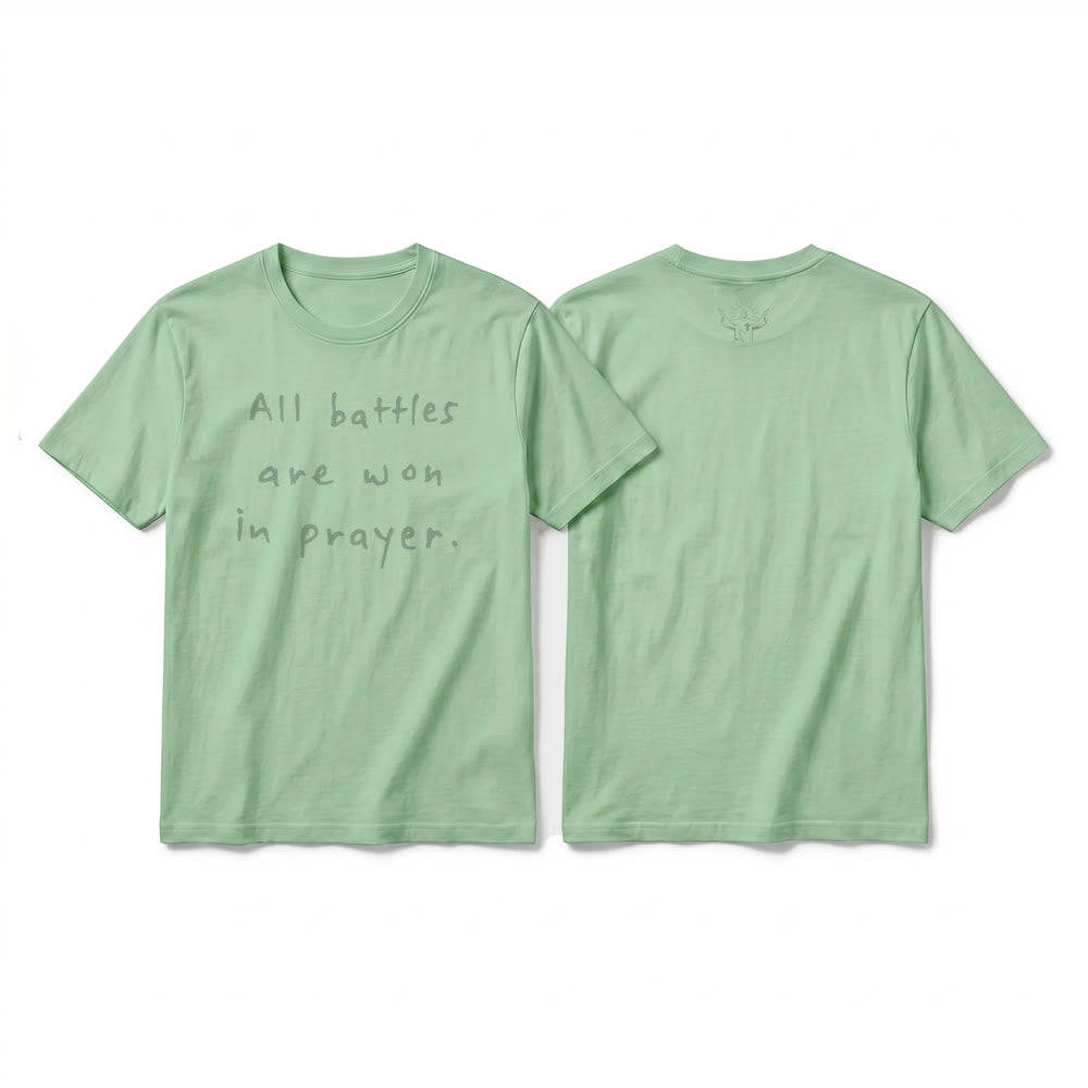 Christianartworkshop Alle Schlachten werden im Gebet gewonnen – Glaubensbestätigung – Premium-T-Shirt mit kurzen Ärmeln - Hellgrün - 2XL - image 19