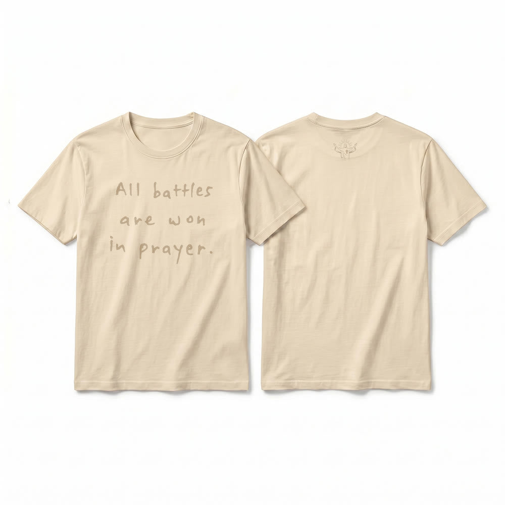 Christianartworkshop Alle Schlachten werden im Gebet gewonnen – Glaubensbestätigung – Premium-T-Shirt mit kurzen Ärmeln - Beige - 2XL - image 13