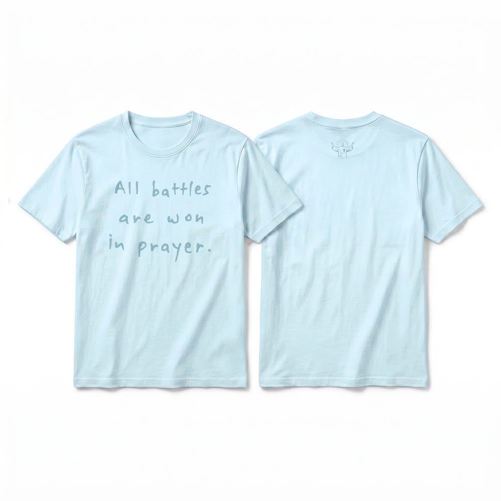 Christianartworkshop Alle Schlachten werden im Gebet gewonnen – Glaubensbestätigung – Premium-T-Shirt mit kurzen Ärmeln - Blau - 2XL - image 16